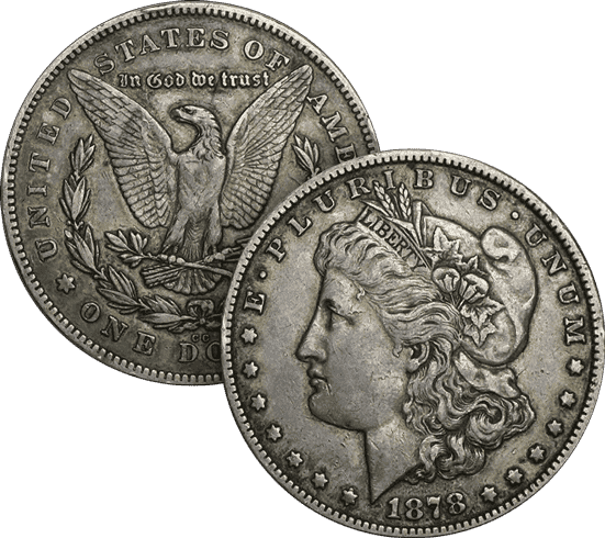 Morgan Silver Dollar Coin face and obverse 