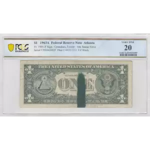$1 1963-A. Green seal. Small Size $1 Federal Reserve Notes 1901-F (2)