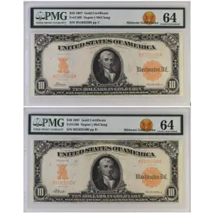 $10 1907 Gold Act of 1882 Gold Certificates 1169