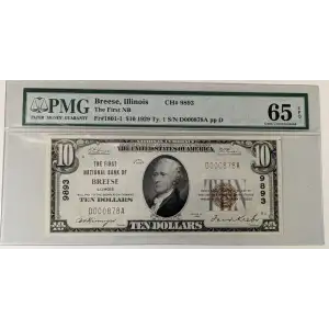 $10 1929 small brown seal. Small National Bank Notes 1801-1