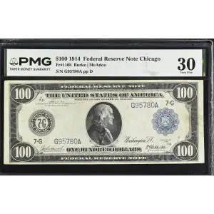 $100 1914 Blue Seal Federal Reserve Notes 1108