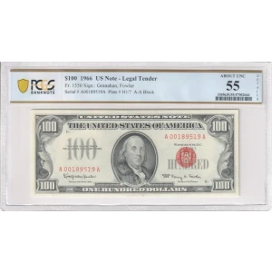 $100 1966 red seal. Small Legal Tender Notes 1550 (2)
