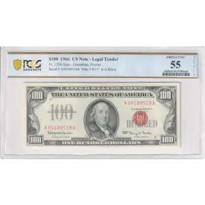 $100 1966 red seal. Small Legal Tender Notes 1550 (2)