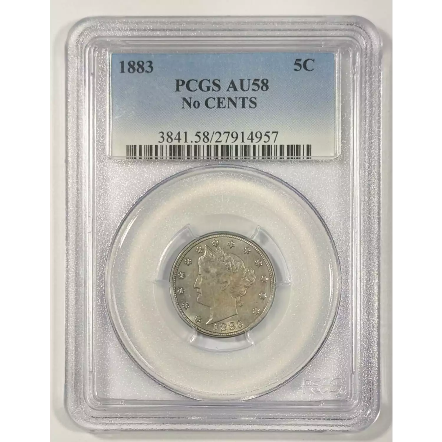 1883 Liberty V Nickel PCGS AU-58 No CENTS - Morton Grove Coin