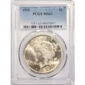 1922 Peace Silver Dollar - PCGS MS63
