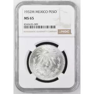 1932 Mexico 1 Peso Silver Coin - NGC MS65 (2)