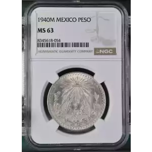 1940 Mexico 1 Peso Silver Coin - NGC MS63 (2)