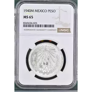 1940 Mexico 1 Peso Silver Coin - NGC MS65 (2)