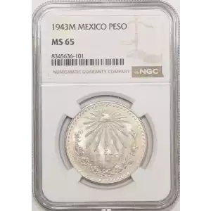 1940 Mexico 1 Peso Silver Coin - NGC MS65 (2)