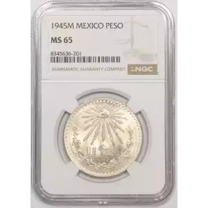 1945 Mexico 1 Peso Silver Coin - NGC MS65 (3)