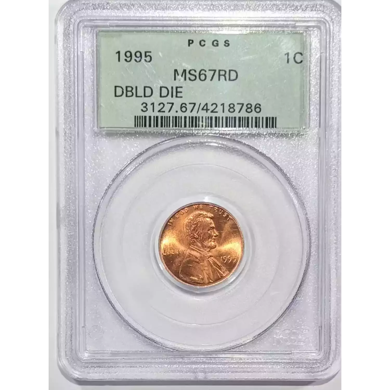 1995 Small Cents Lincoln, Memorial Reverse PCGS MS-67 RD Doubled Die ...