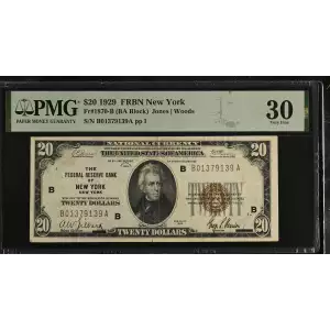 $20 1929 brown seal Small Federal Reserve Bank Notes 1870-B