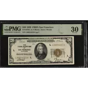 $20 1929 brown seal Small Federal Reserve Bank Notes 1870-L