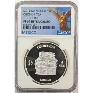2011 Mexico Chichen Itza The Church 1 oz Silver Proof Coin - NGC PF69 Ultra Cameo (2)