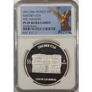 2011 Mexico Chichen Itza The Nunnery 1 oz Silver Proof Coin - NGC PF69 Ultra Cameo (2)