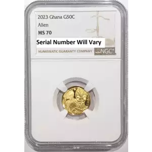 2023 Ghana Alien Invasion 1/10 oz Gold Coin - NGC MS70