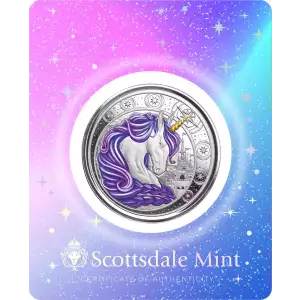 2023 Ghana Unicorn 1 oz Silver Colorized Coin in Capsule - Aurora Purple (3)
