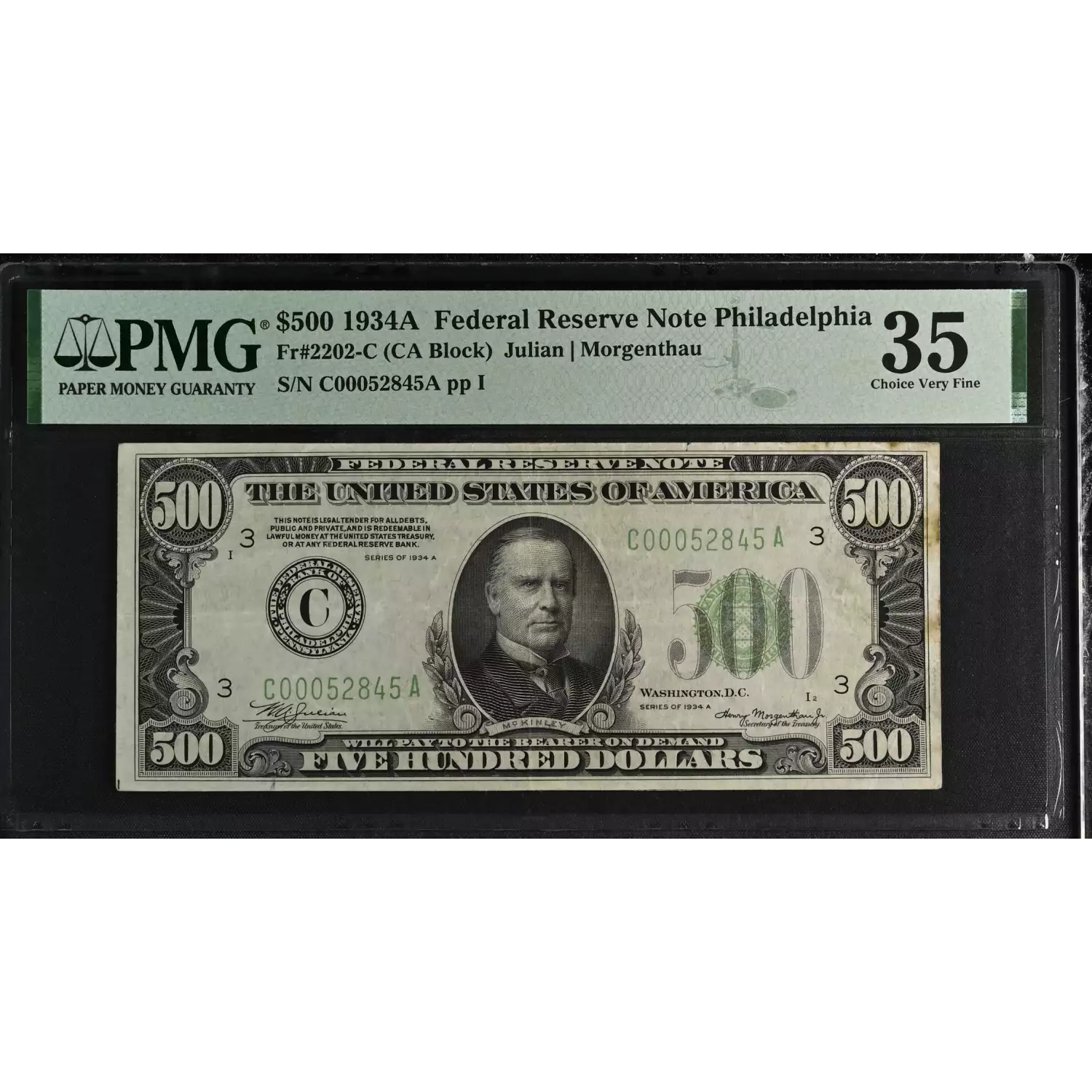 $500 1934-A.  High Denomination Notes 2202-C
