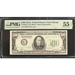 $500 1934-A.  High Denomination Notes 2202-G