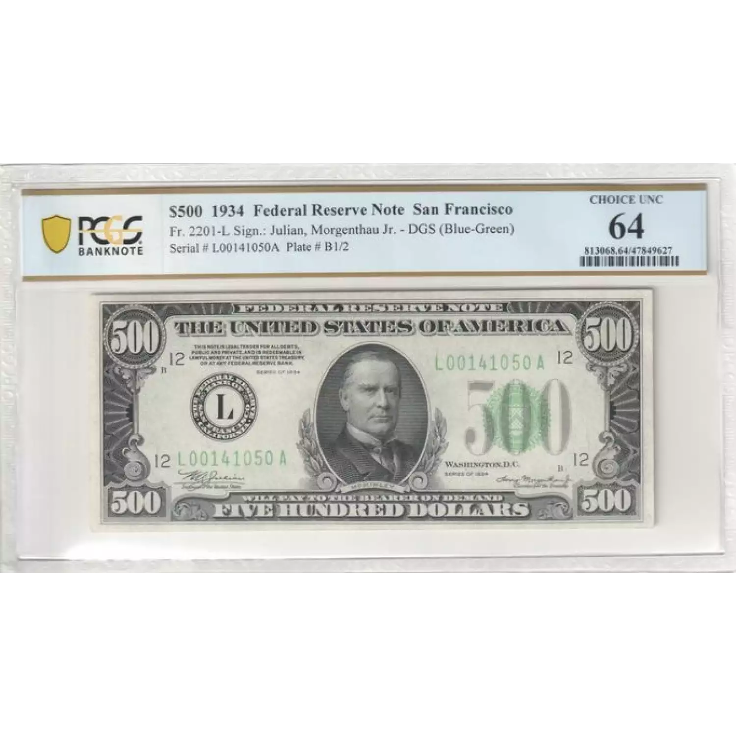 $500 1934  High Denomination Notes 2201-L