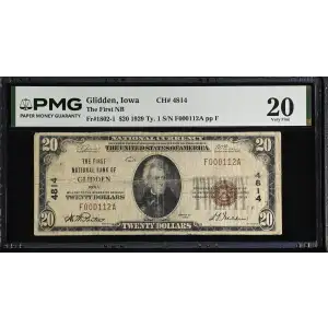 $20 1929 small brown seal. Small National Bank Notes 1802-1 (2)