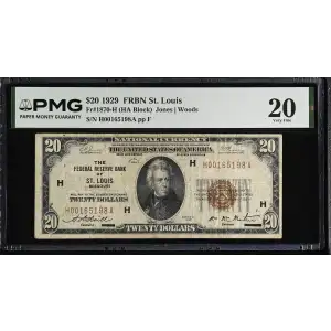 $20 1929 brown seal Small Federal Reserve Bank Notes 1870-H (2)