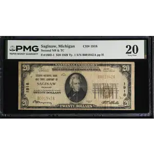 $20 1929 small brown seal. Small National Bank Notes 1802-1 (2)