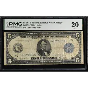 $5 1914 Blue Seal Federal Reserve Notes 871A (2)