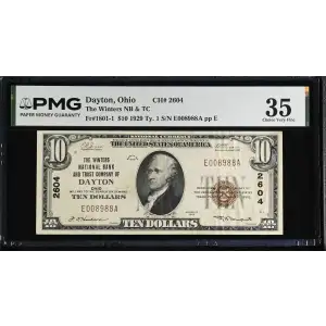 $10 1929 small brown seal. Small National Bank Notes 1801-1 (2)