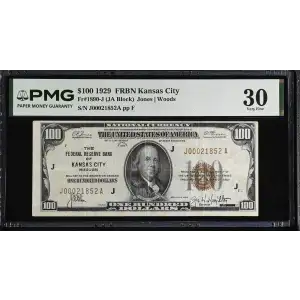 $100 1929 brown seal Small Federal Reserve Bank Notes 1890-J (2)
