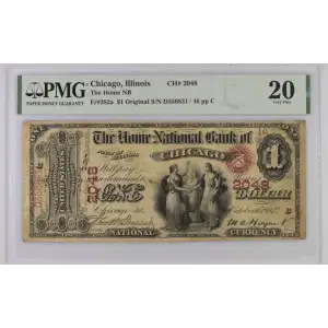 $1 original Red with rays, red serial no., with bank character no. First Charter Period 382a